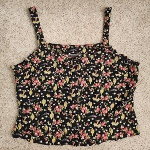Studio West Black Floral Cactus Western Tank Top